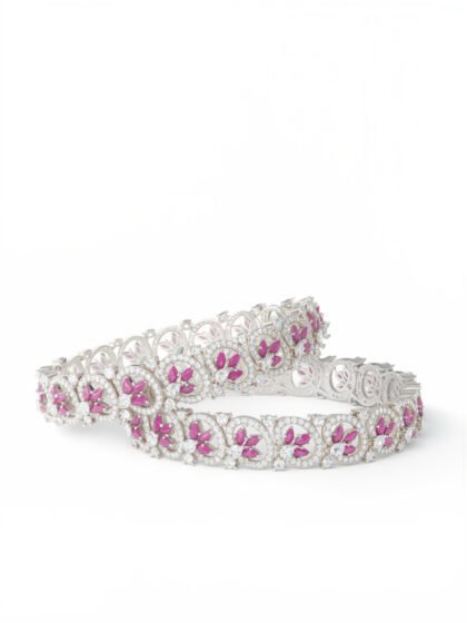 Pink Blossom Diamond Bangles