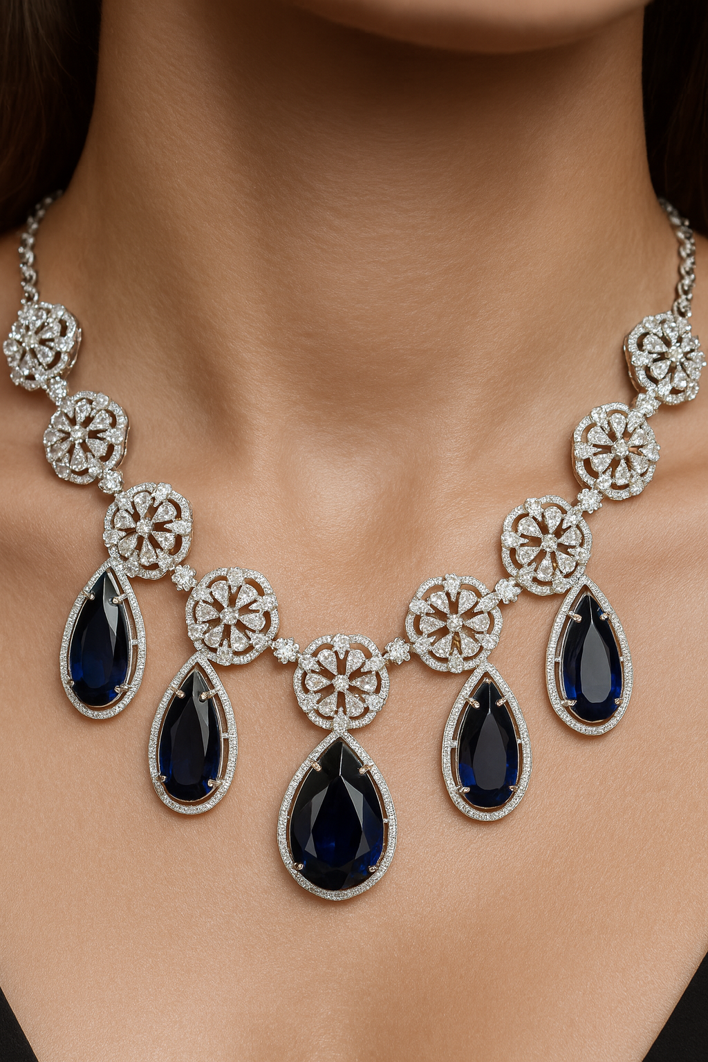 Midnight Sapphire Bloom Necklace - Image 3