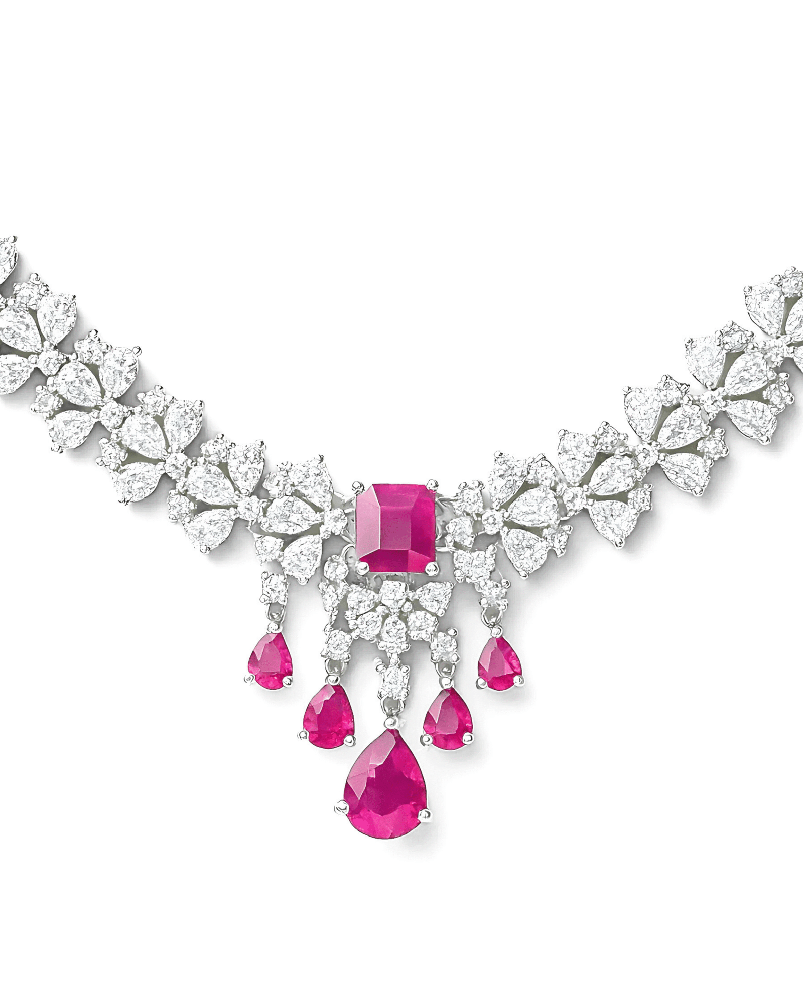 Crimson Blossom Ruby Necklace