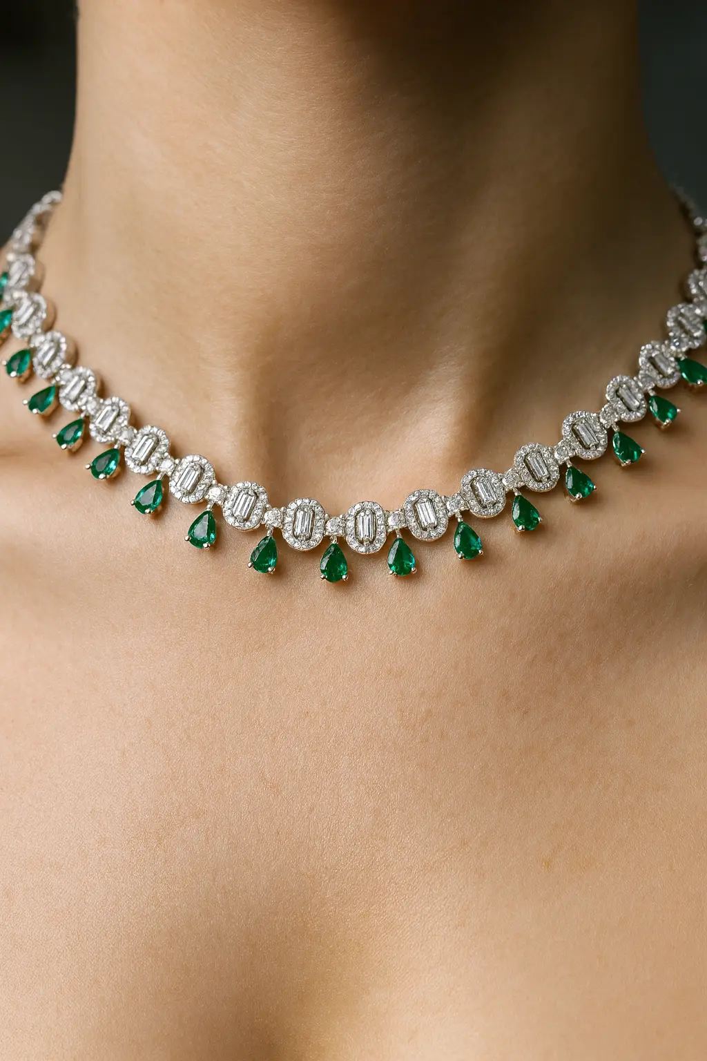 Emerald Elegance Diamond Necklace - Image 2