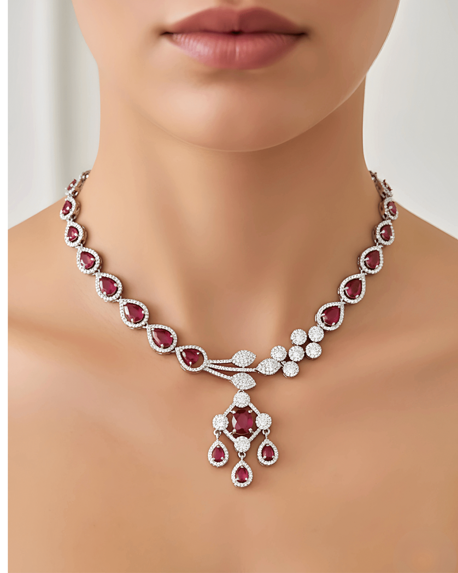 Crimson Vine Cascade Necklace - Image 3