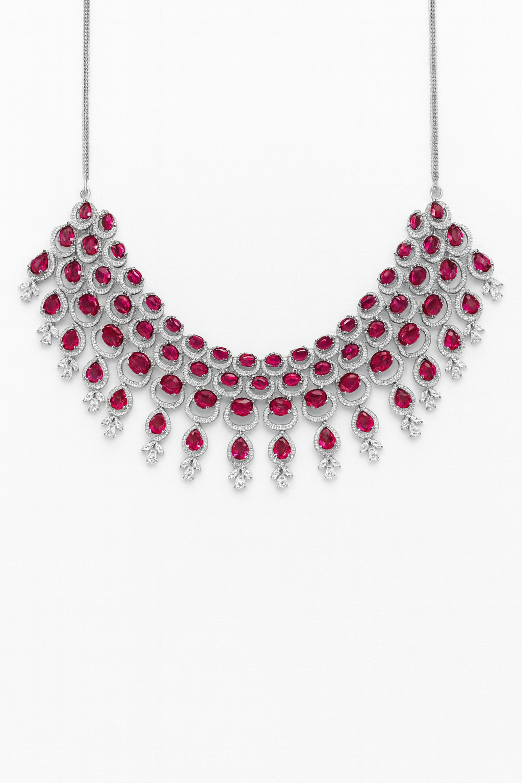 Crimson Blossom Chandelier Necklace