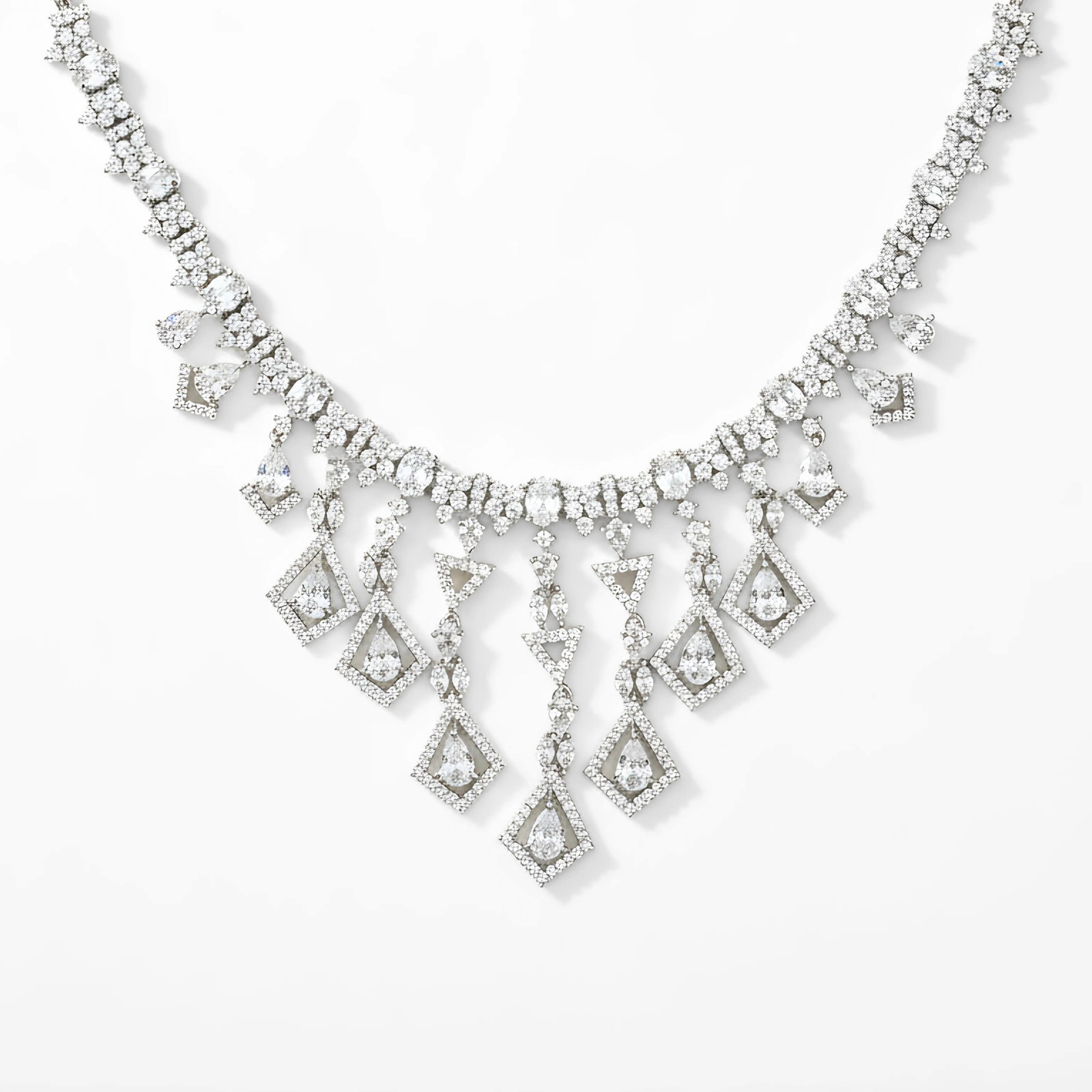 Geometric Diamond Drop Necklace