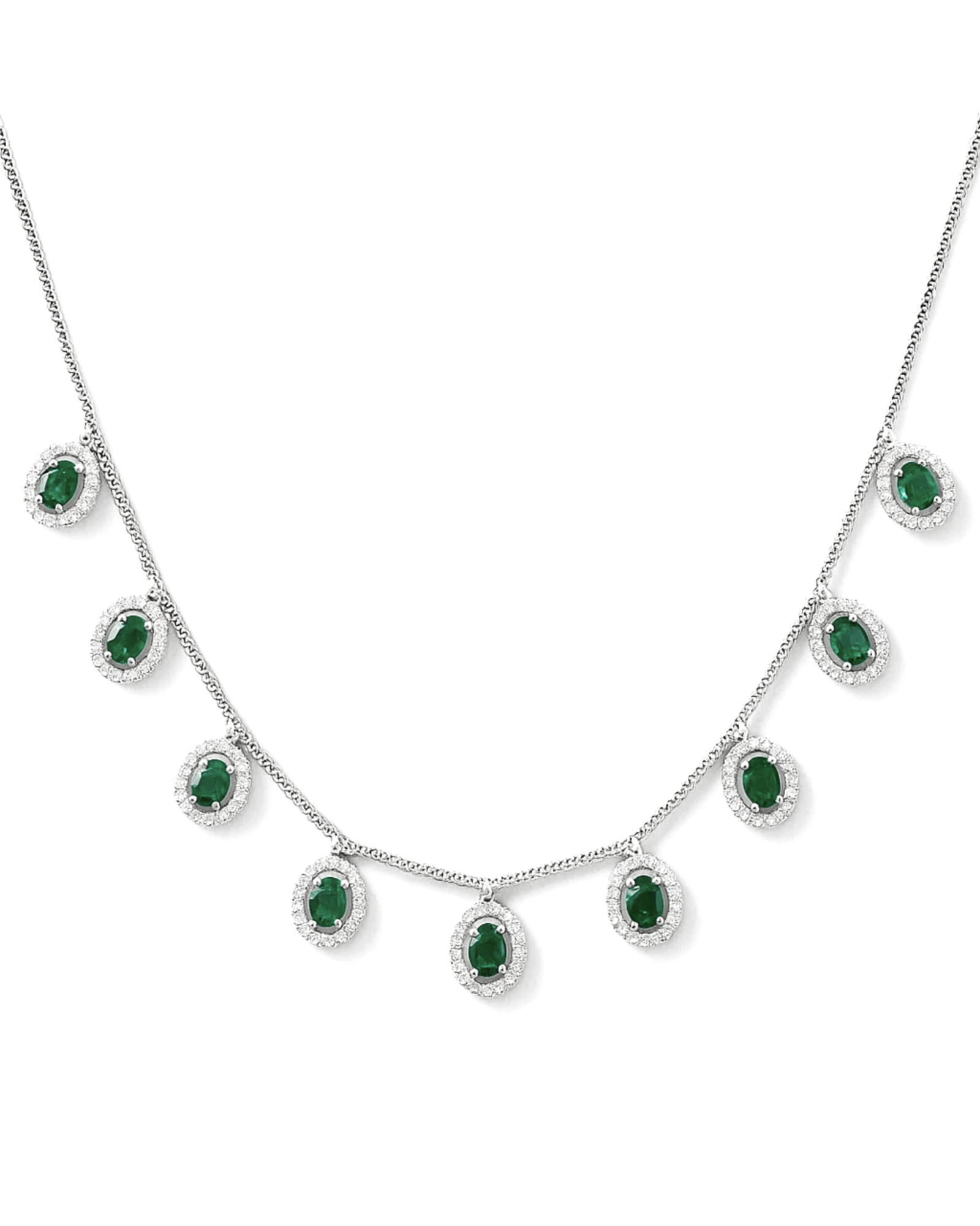 Emerald Halo Dewdrop Necklace