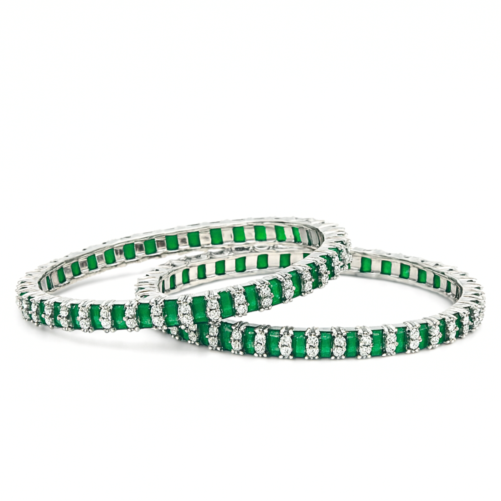 Emerald Gleam Tennis Bangles