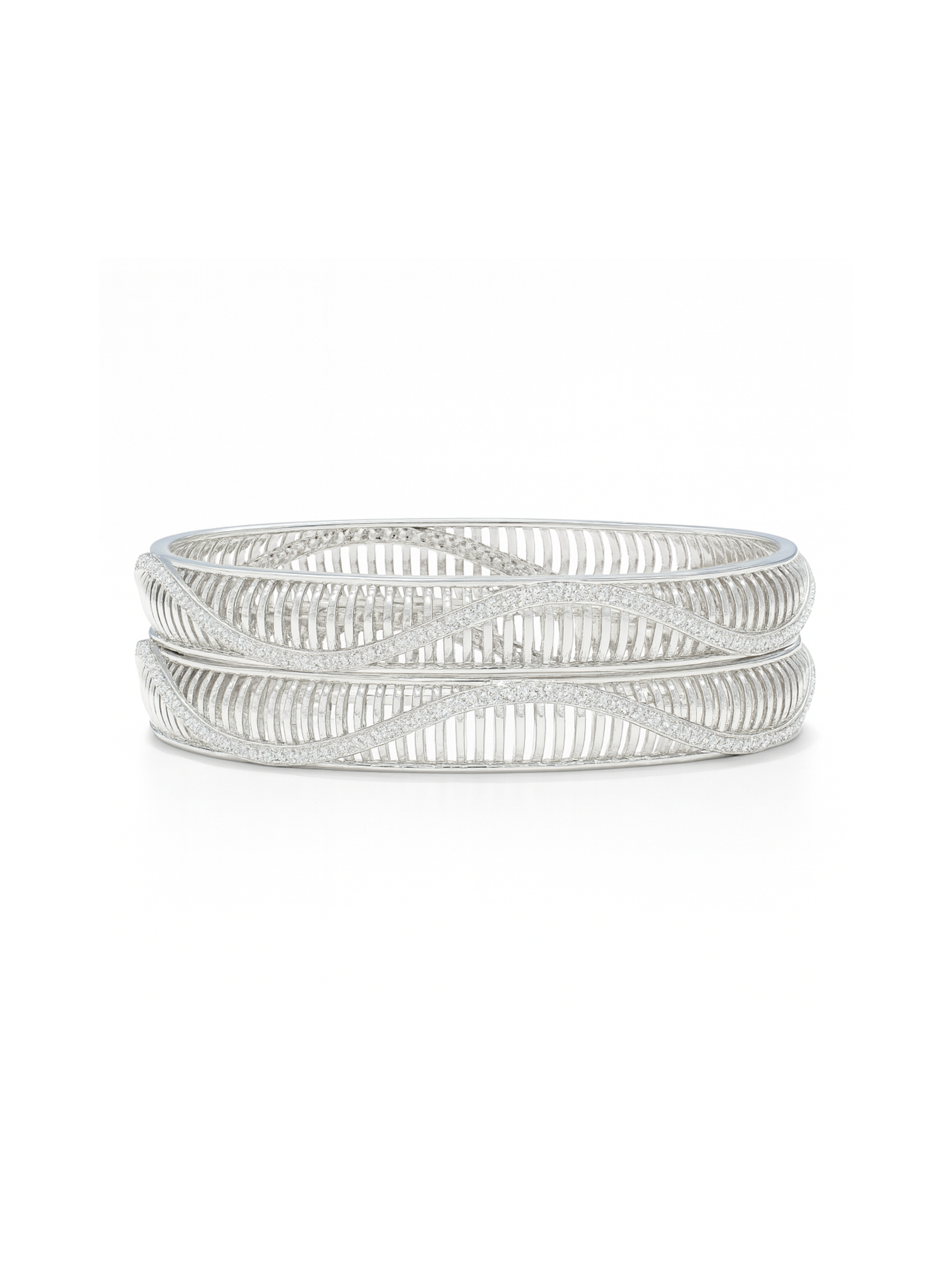 The Luna Wave Diamond Bangles