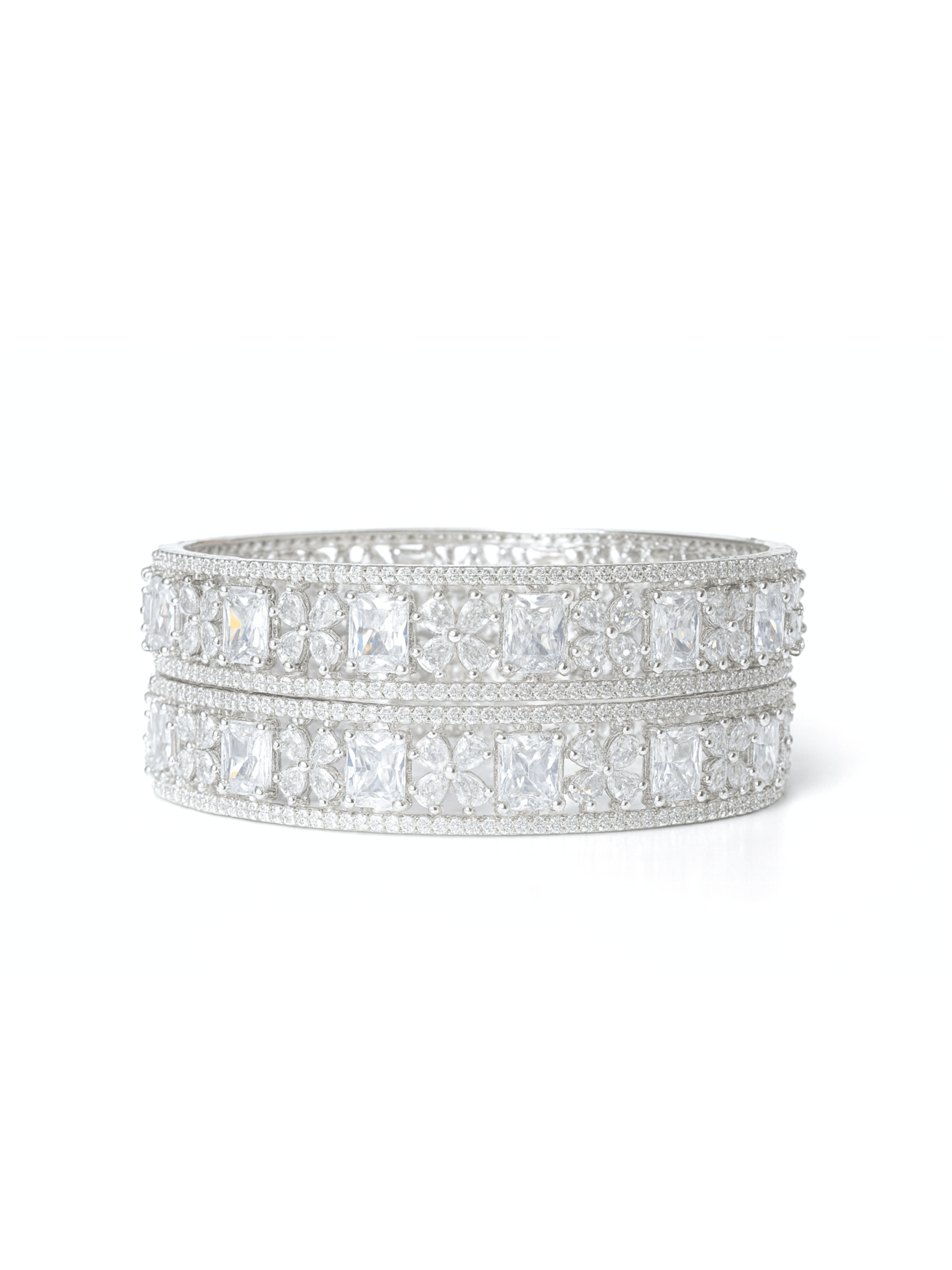 Regal Princess-Cut Diamond Bangles