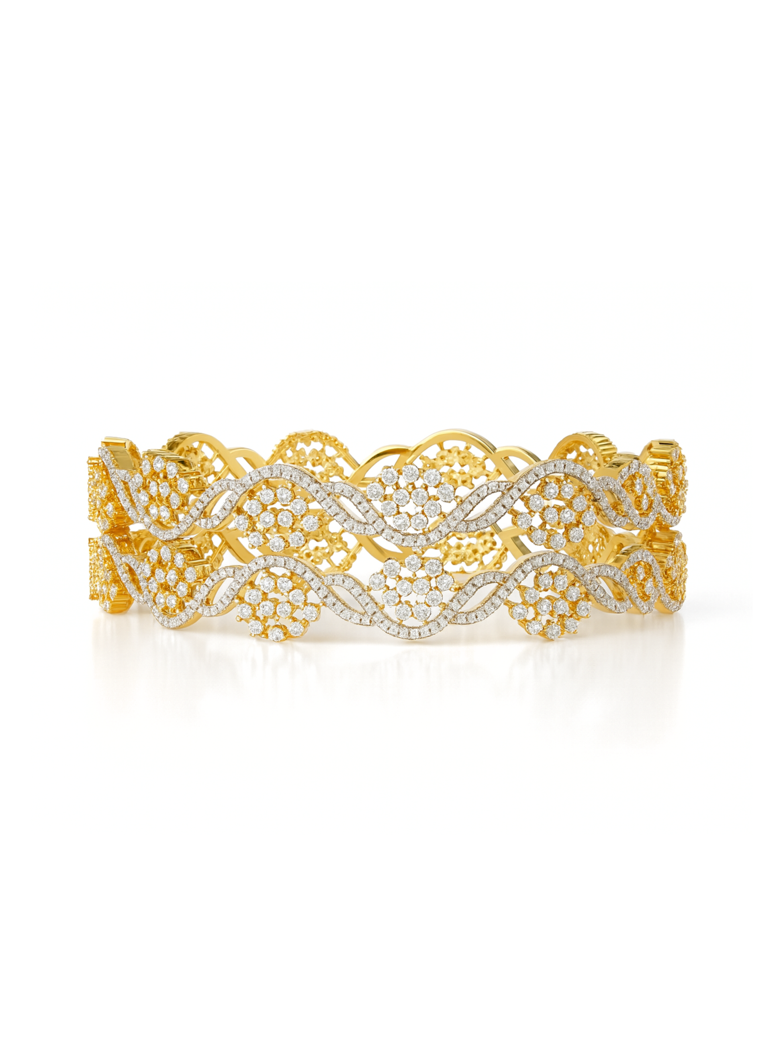 Royal Waves Gold Bangles