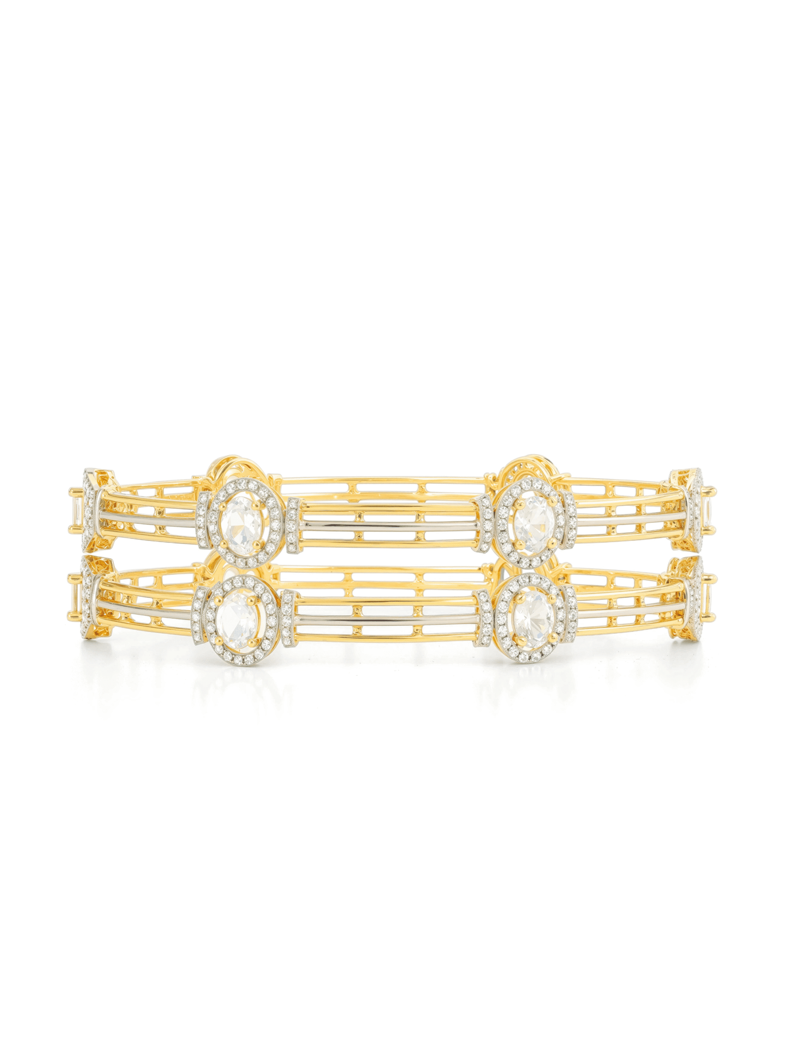 Oval Halo Gold Bangles