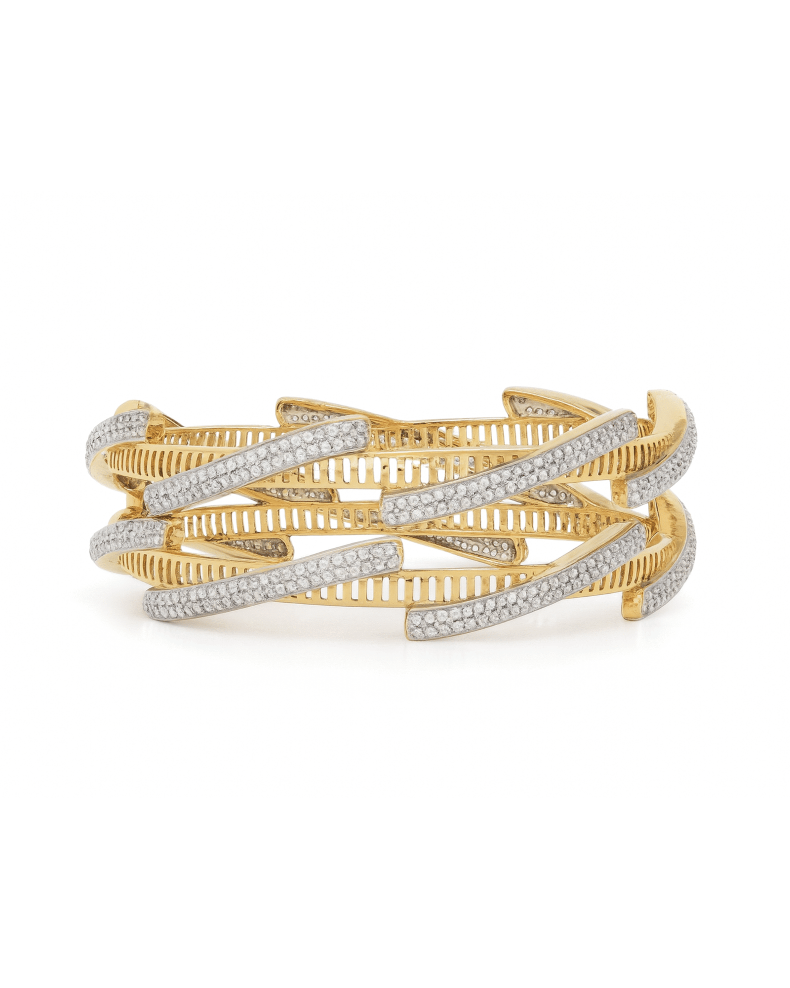 Interlaced Moissanite Ripple Bangles