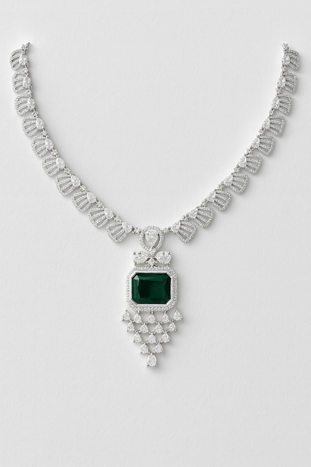 Emerald Cascade Diamond Necklace