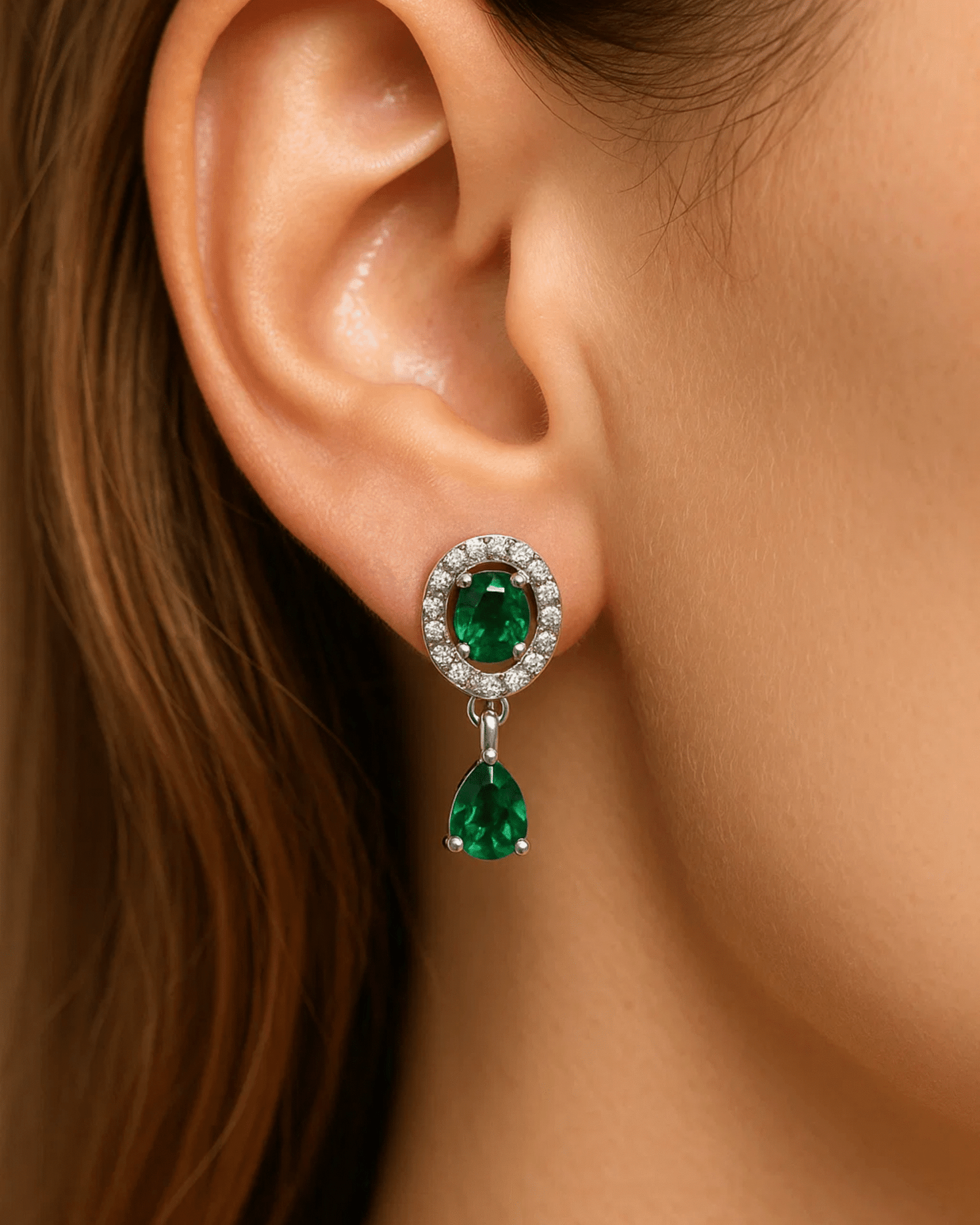 Emerald Halo Dewdrop Necklace - Image 4