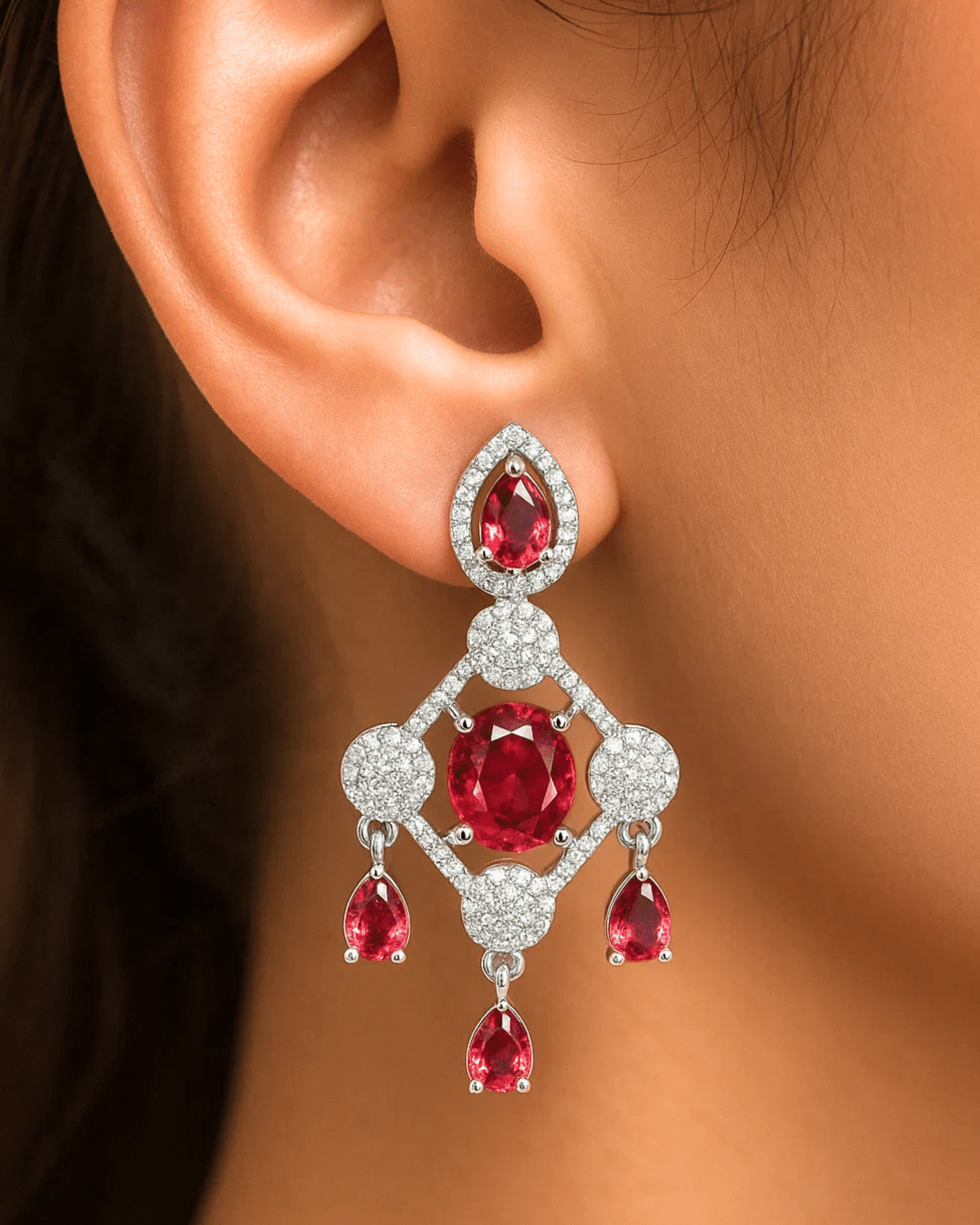 Crimson Vine Cascade Necklace - Image 4