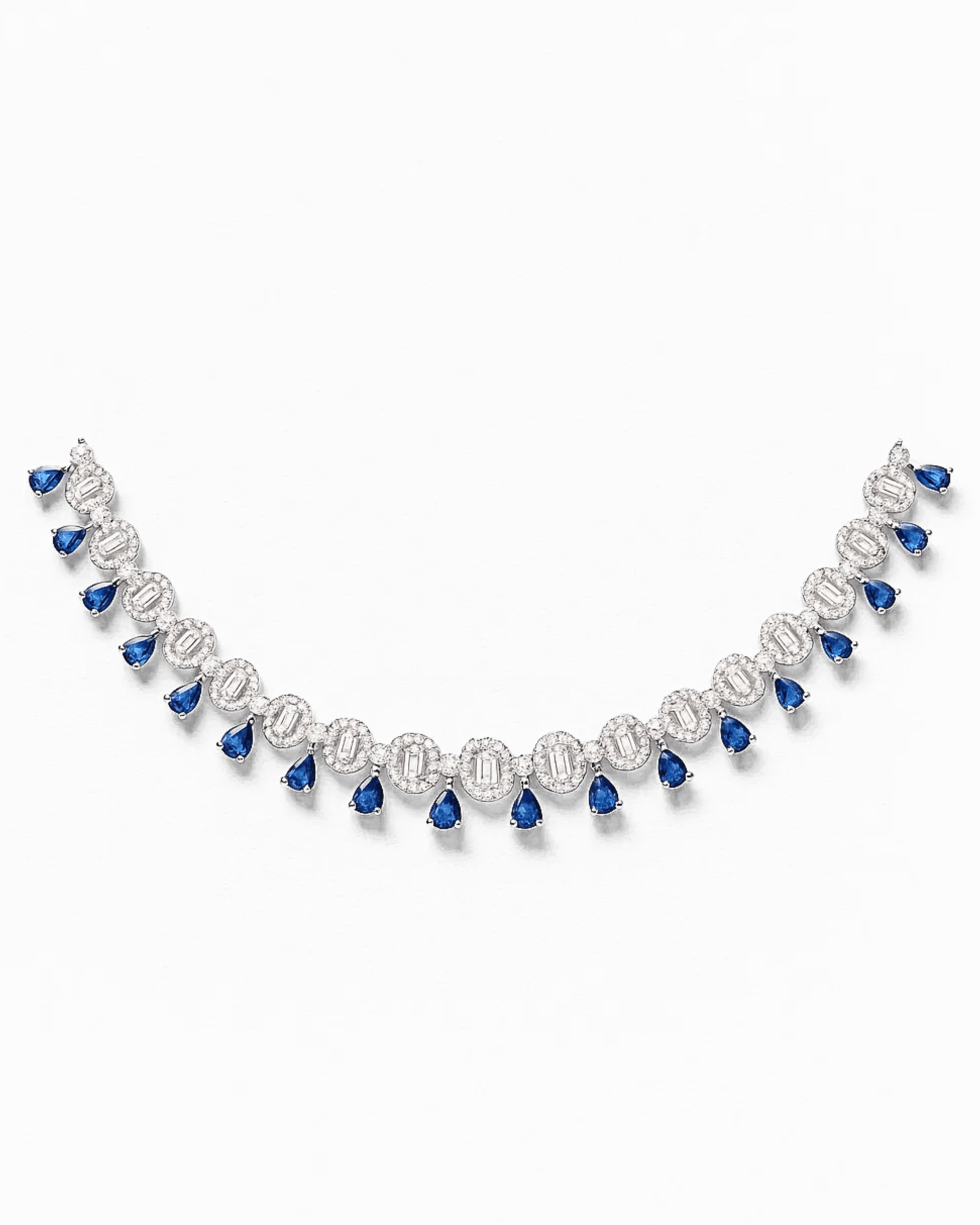 Midnight Sapphire Halo Necklace