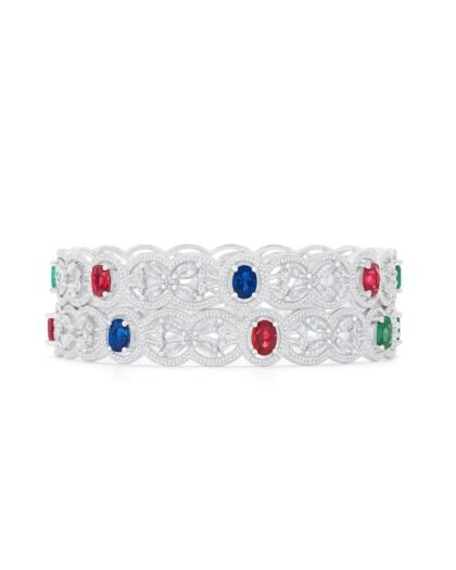 Regal Oval Halo Multicolor Bangles