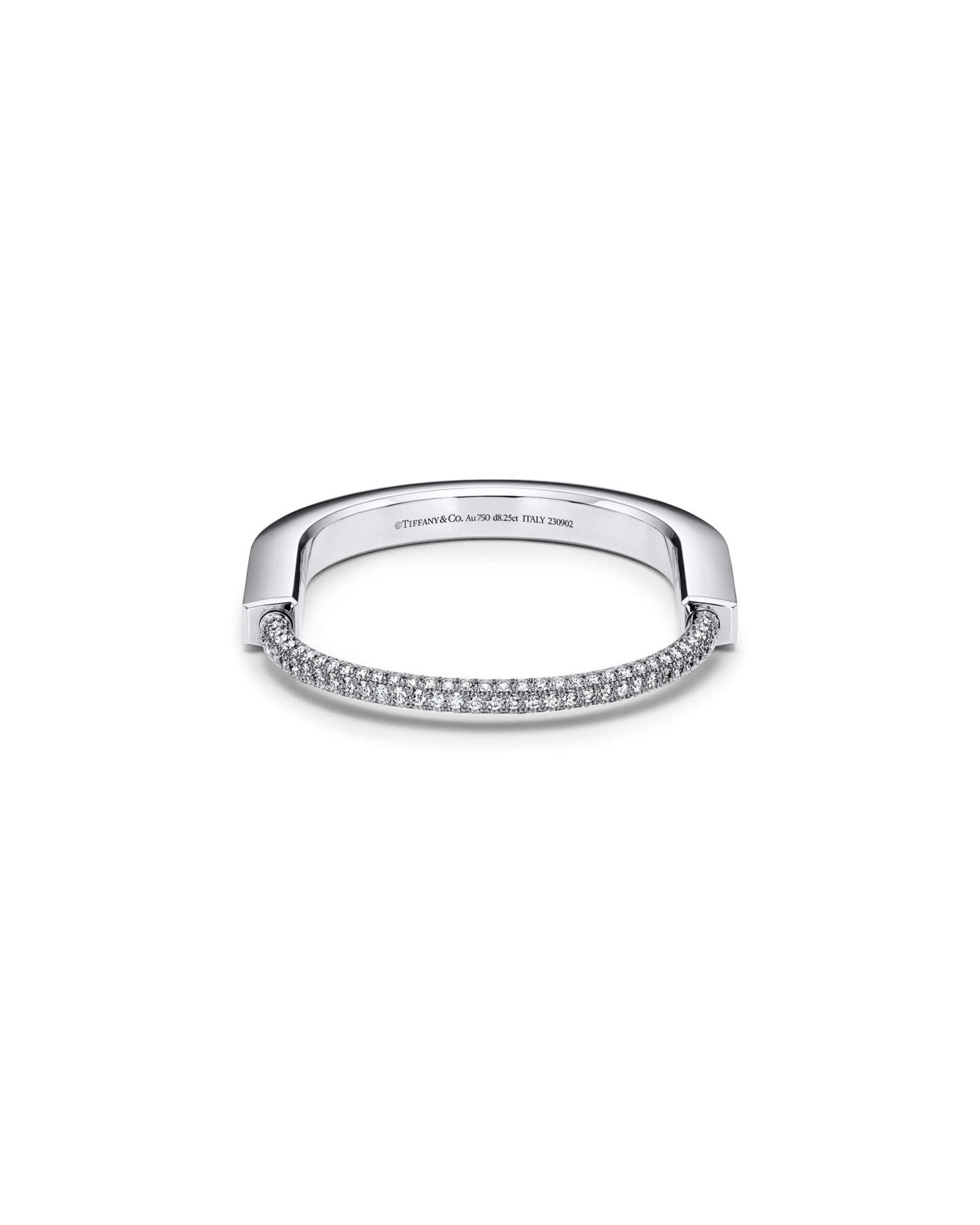 Tiffany Lock Bangle in White Gold with Baguette and Pavé Diamonds