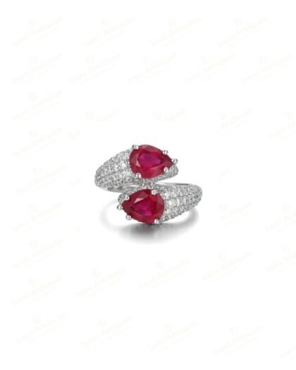 Pear Cut Ruby "Toi et Moi" Ring
