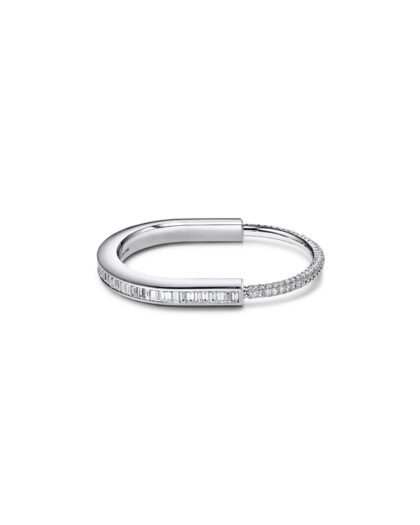 Tiffany Lock Bangle in White Gold with Baguette and Pavé Diamonds