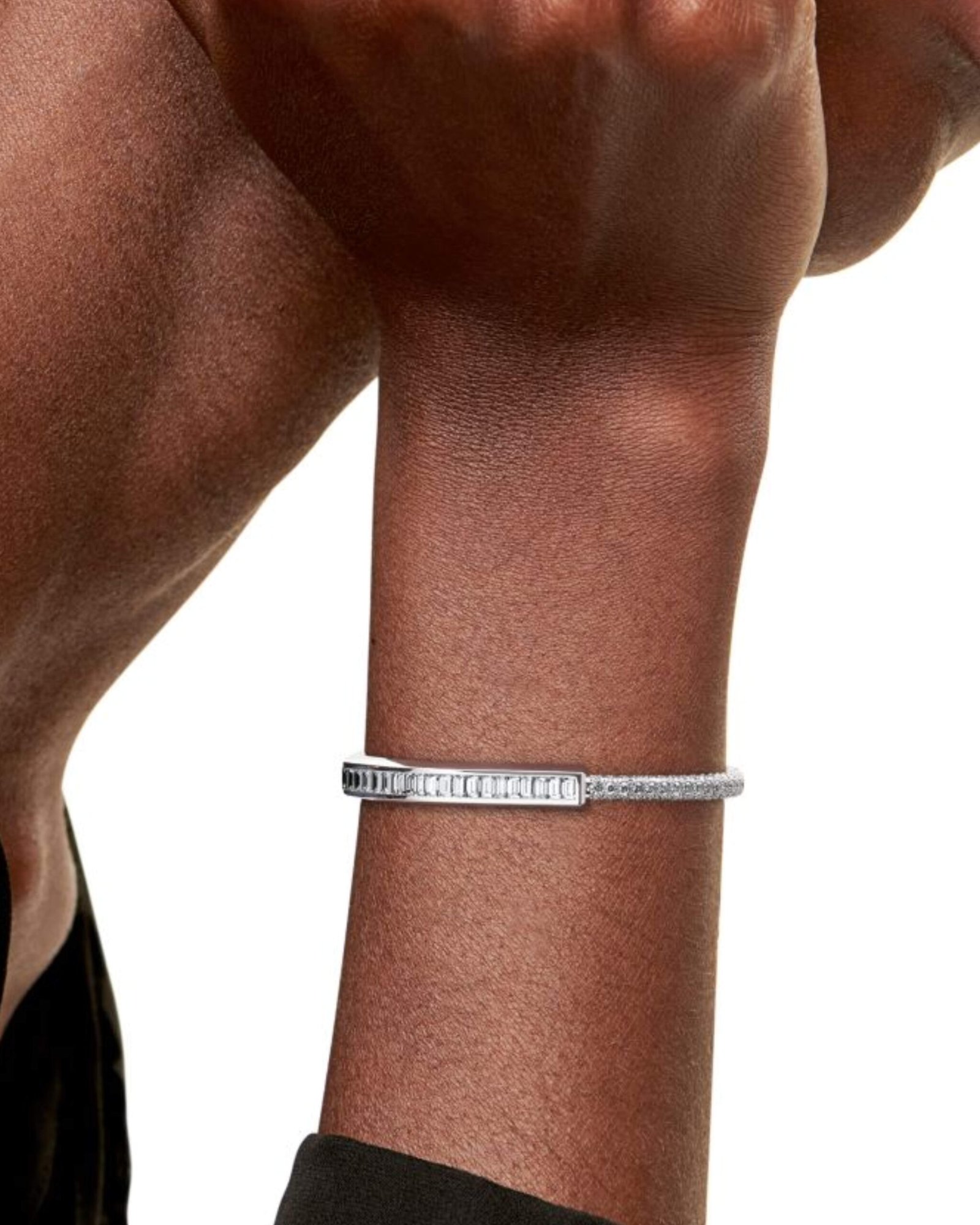 Tiffany Lock Bangle in White Gold with Baguette and Pavé Diamonds