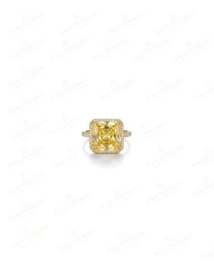 Radiant-Cut Yellow Gemstone Ring